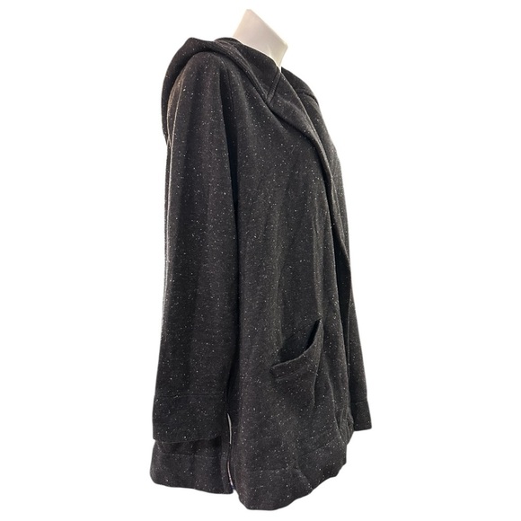 Loft Boyfriend Open Hoodie Cardigan Sweater Black Speckled Soft & Cozy - Picture 5 of 10